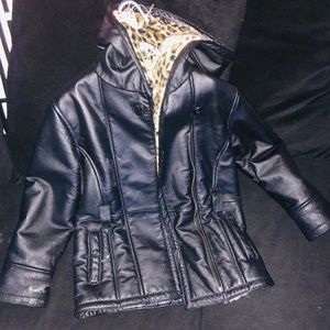 Kid leather coat
